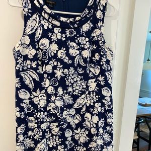Talbots navy white shift dress